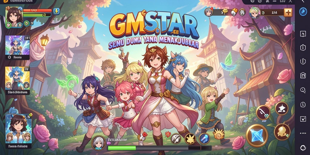 Tampilan gameplay GMSTAR yang menakjubkan dengan karakter Anime ikonik.