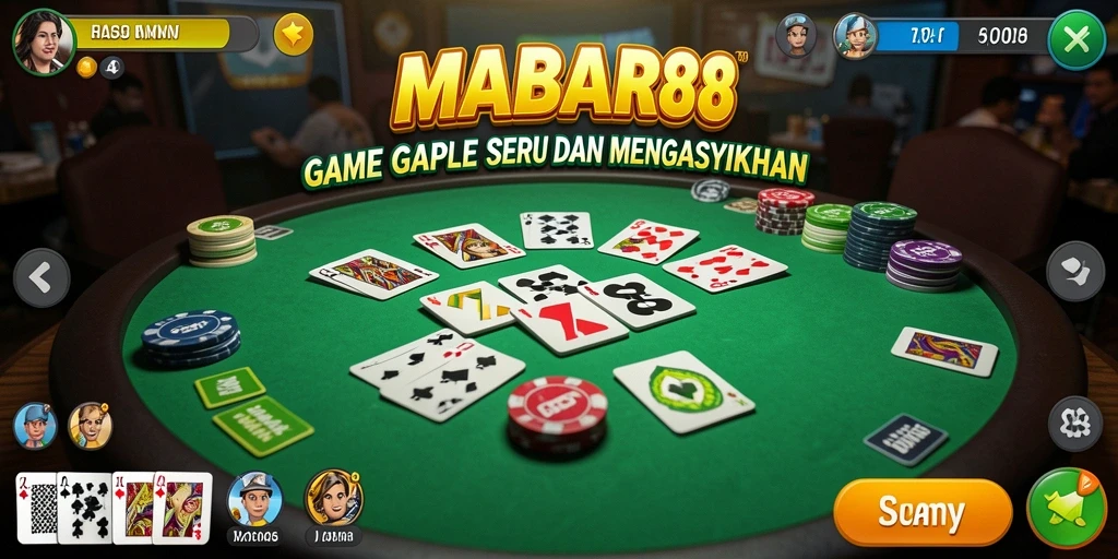 Tampilan gameplay seru MABAR88 untuk permainan Gaple.