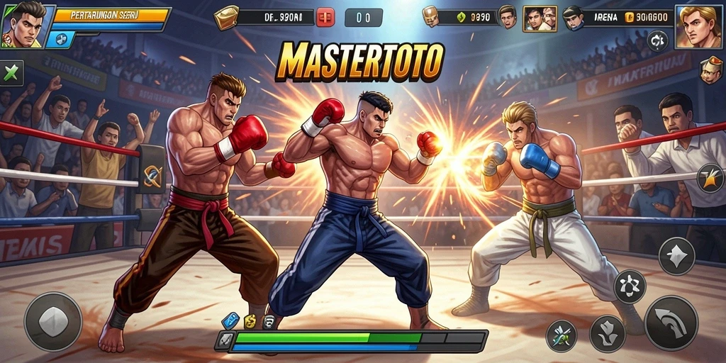 Tampilan screenshot MASTERTOTO memperlihatkan aksi pertarungan seru dan dinamis.