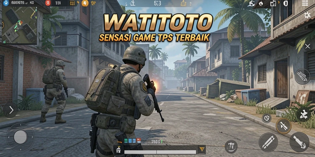 Tangkapan layar utama WATITOTO menampilkan aksi mendebarkan dari gameplay TPS.